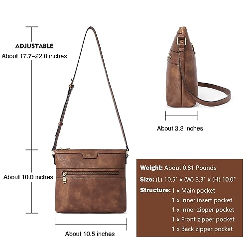 CHOLISS Large Crossbody Bags for Women, Medium Size Purses for Women with Vegan Leather, Brown - Image 4