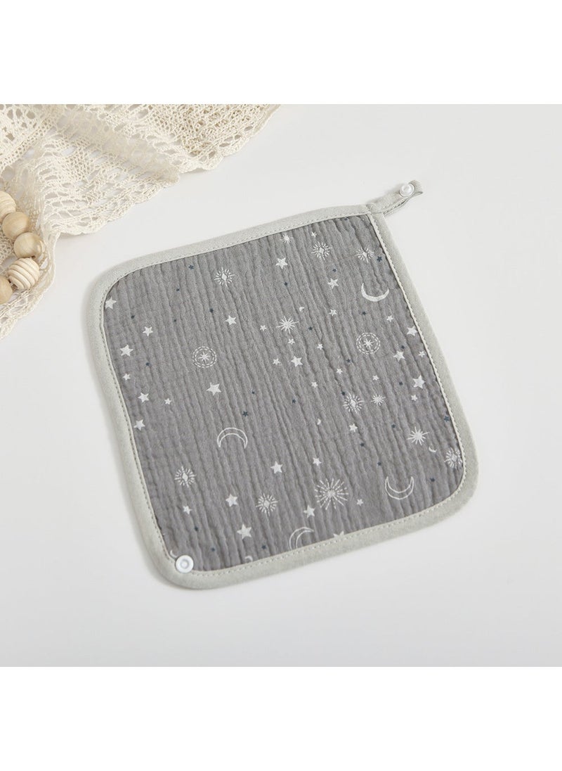 Korean Style 4-Layer Cotton Gauze Towel Gray moon and star
