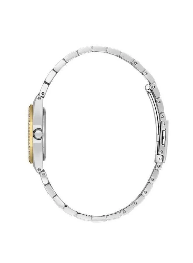 DANIEL KLEIN Women's Stainless Steel Silver and Gold Alloy Case Analog Dark Green Round Emboss Dial Japanese Quartz Premium 30 Meters Water Resistant
