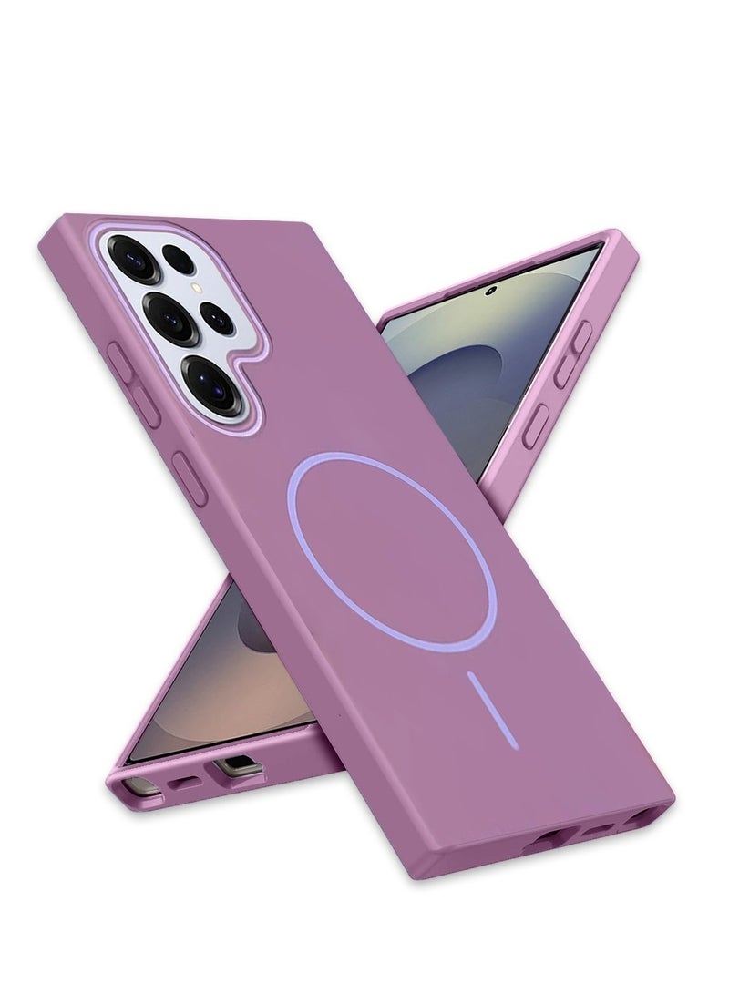 Techie غطاء خلفي صلب رقيق جداً غير لامع مع شحن لاسلكي مغناطيسي MagSafe لهاتف سامسونج جالاكسي S25 ألترا 2025 - بنفسجي - Image 1