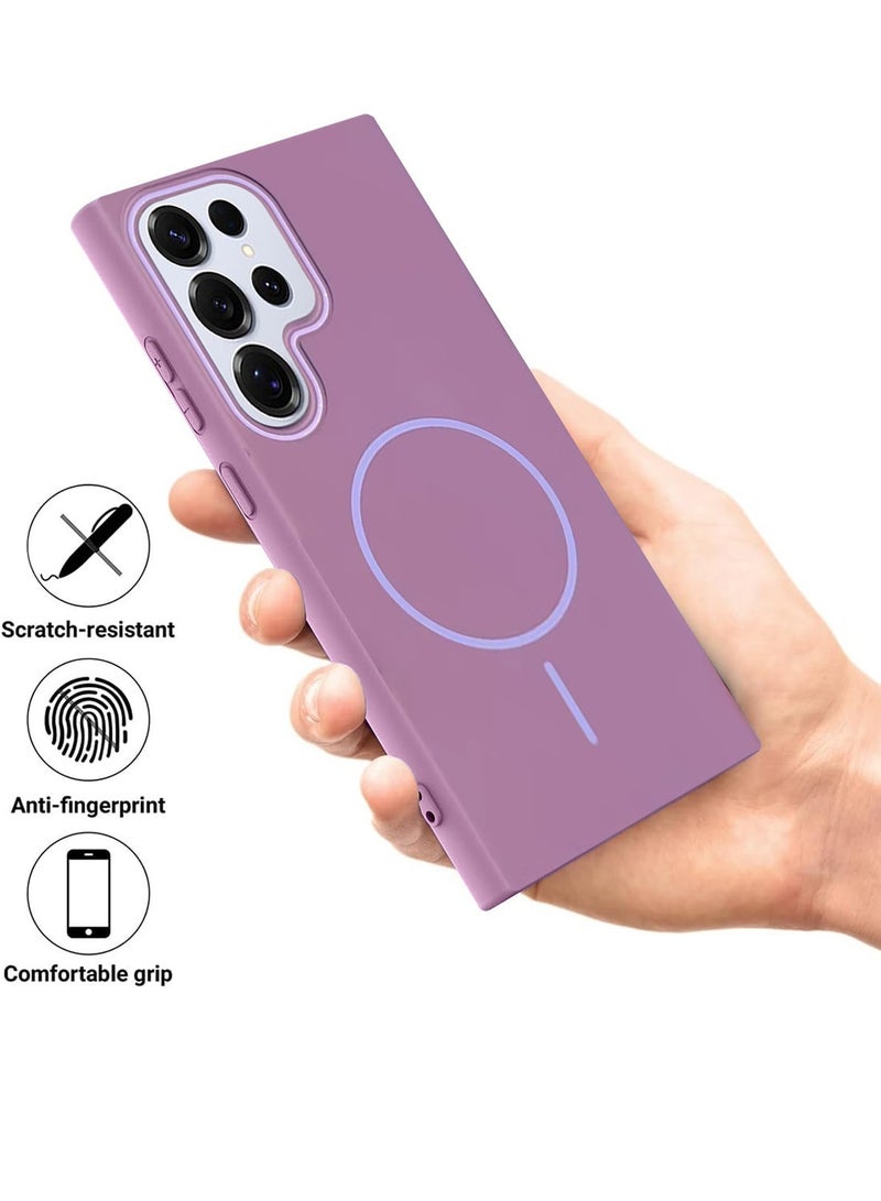 Techie غطاء خلفي صلب رقيق جداً غير لامع مع شحن لاسلكي مغناطيسي MagSafe لهاتف سامسونج جالاكسي S25 ألترا 2025 - بنفسجي - Image 2