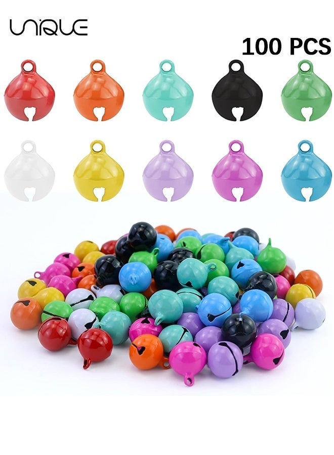 Unique 100 Pcs Colorful Metal Bell - 14mm 0.55in Mini Bells for Crafts Decor Home Festival Decorations Party Favors Pet Collars Keychain Making, 10 Colors - Image 1