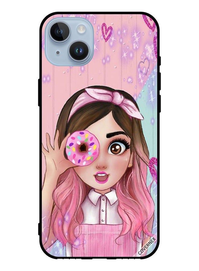 Covernex غطاء حماية لجهاز آبل آيفون 14 بلس، فتاة صغيرة لطيفة تحمل دونات - Image 1