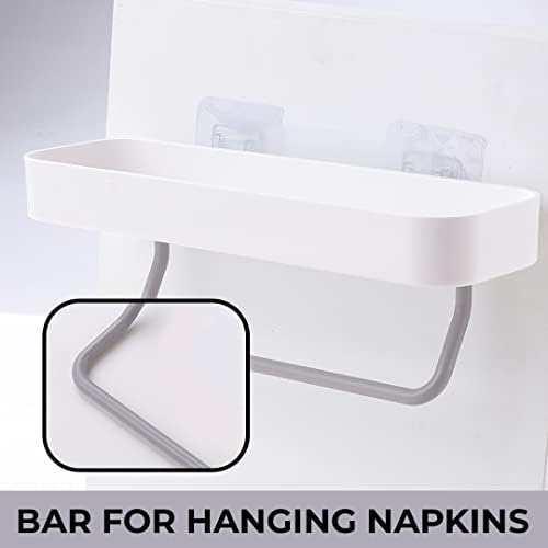 Urbane Home Urbane Home Kitchen Organizer with Towel Hanger|Self-Adhesive Wall Shelf|Non-Toxic|Easy to Fit Plastic Bathroom Shelf|Multipurpose Wall Mounted Shelf for Bathroom & Kitchen|1323|White - Image 5