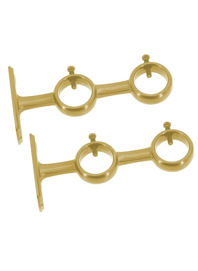 AddGrace 2 Pack Double Curtain Rod Brackets 1 Inch Curtain Rod Holders for Bedroom Living Room (Gold) - Image 4