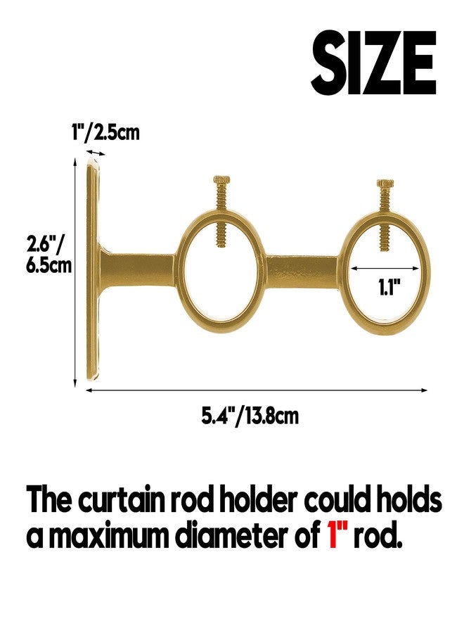 AddGrace 2 Pack Double Curtain Rod Brackets 1 Inch Curtain Rod Holders for Bedroom Living Room (Gold) - Image 2