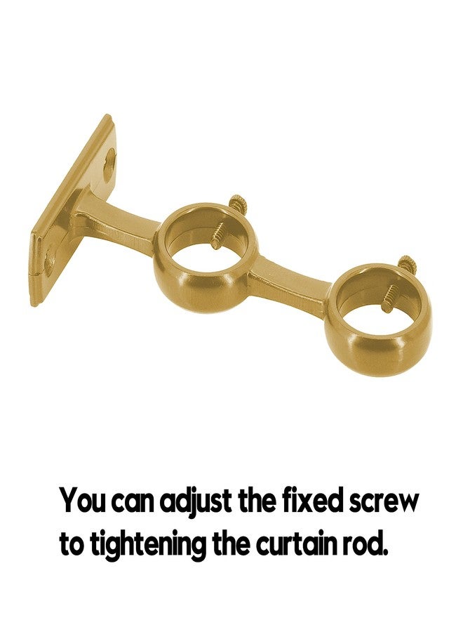 AddGrace 2 Pack Double Curtain Rod Brackets 1 Inch Curtain Rod Holders for Bedroom Living Room (Gold) - Image 3