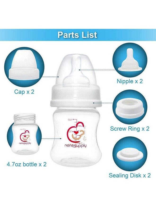 NENESUPPLY Wide Mouth Feeding Bottle 4.7Oz Storage Bottle Compatible With Spectra S2 Spectra S1 And 9 Plus Pumps Inc Nipple And Sealing Disc Compatible With Spectra Accessories And Spectra Pump Parts  - Image 3