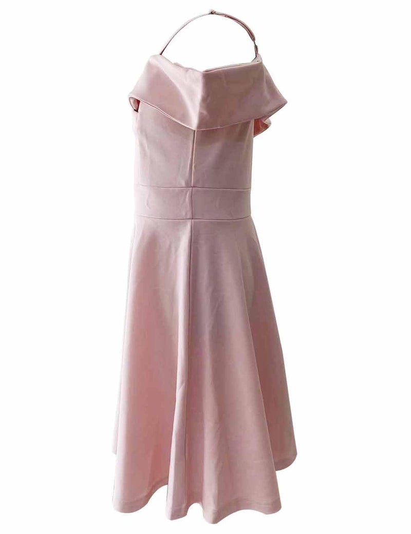 LuckyShe Girls Elegant Princess Cold Shoulder Fold Pleated High Waist Flared A Line Party Dresses,Pink,8 Years - Image 4