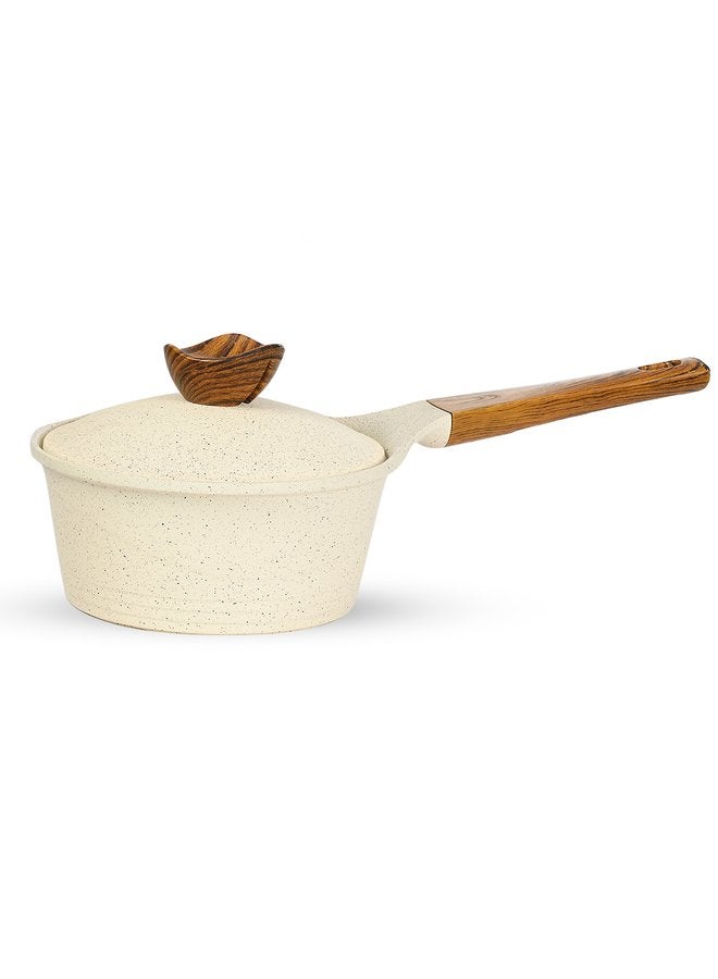 جلوري كسرولة جرانيت غير لاصق بريميوم بالغطا مقاس 18 لون بيج - Image 2