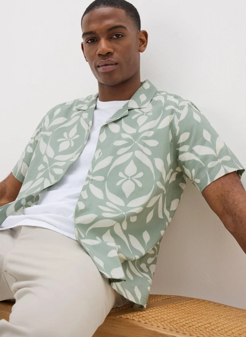 Matalan Sage Abstract Short Sleeve Shirt