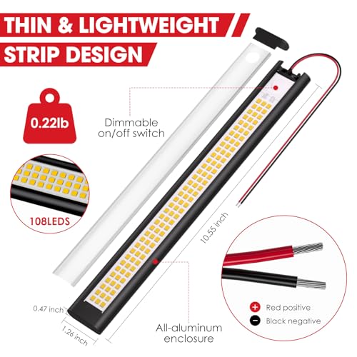 GZV 12V LED Light, Enclosed Trailer Light, 12 Volt Lights, 12v LED Lighting for RV Interior, Strip Lights for Trailer, Cargo, Truck, Van, Shed, RV(8Pack, 4000K, Black) - Image 4