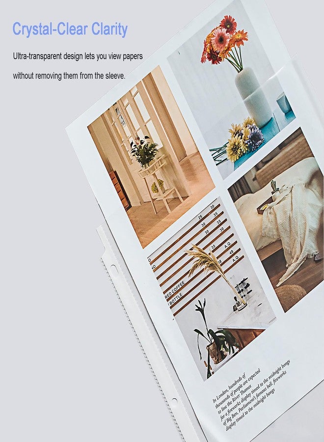 Seashell 100 Pack Clear Sheet Protectors 8.5 x 11 Inch, Page Protector for 3 Ring Binder, Top Loading Plastic Sleeves with Reinforced 3 Holes, Letter Size for School and Office Use - Image 4