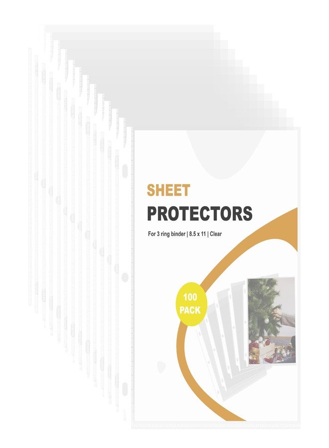 Seashell 100 Pack Clear Sheet Protectors 8.5 x 11 Inch, Page Protector for 3 Ring Binder, Top Loading Plastic Sleeves with Reinforced 3 Holes, Letter Size for School and Office Use - Image 1