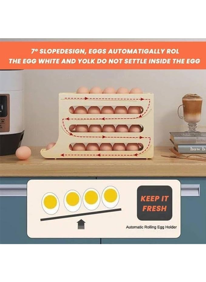 LISIOMO LISIOMO Automatic Egg Dispenser Box 4Tier Egg Storage Box for Fridge Holds upto 30 Eggs Egg Rolling Dispenser for Easy Acces MULTICOLOUR  - Image 4
