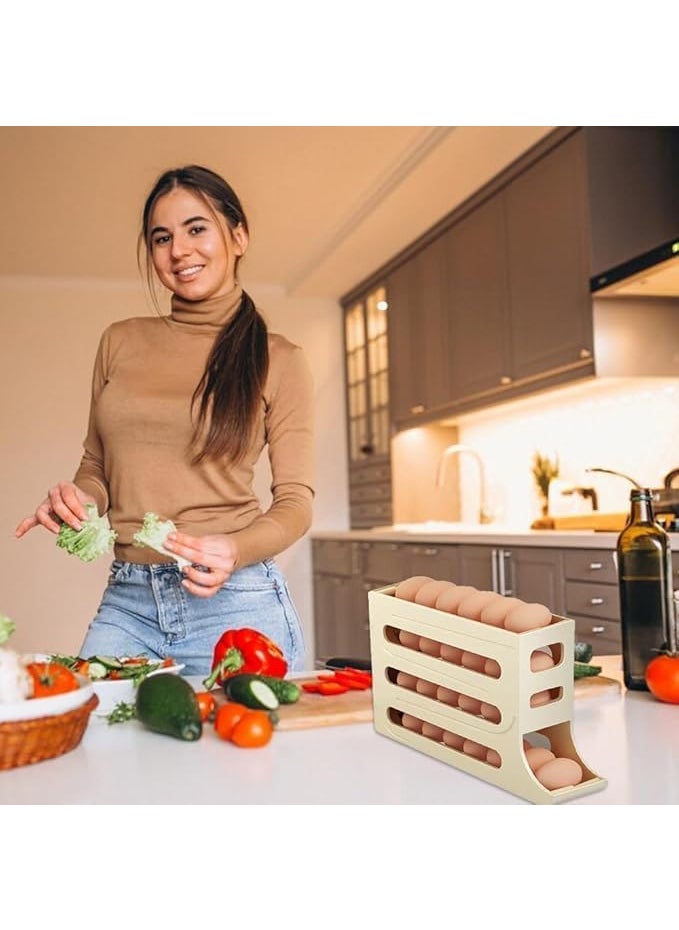 LISIOMO LISIOMO Automatic Egg Dispenser Box 4Tier Egg Storage Box for Fridge Holds upto 30 Eggs Egg Rolling Dispenser for Easy Acces MULTICOLOUR  - Image 3