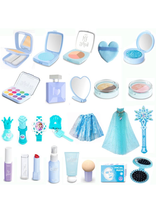 Children's Cosmetics Toy Accessories Simulation Makeup Girl Dressing Dress Up Play House Princess Set Gift-Color:Necklace Ring Earrings (Rose Red/blue/pink)  - Image 4