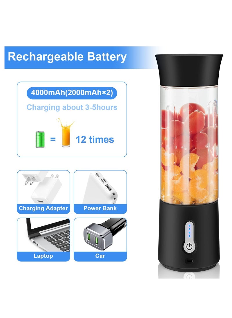 Cuken - Portable Blender, 500ml Cup for Travel, Mini Personal Size Mixer for Shakes, Fruit Juice, Black - Image 1