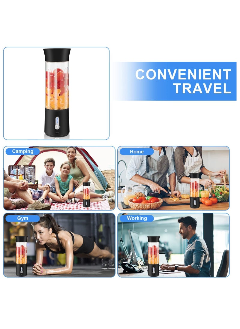 Cuken - Portable Blender, 500ml Cup for Travel, Mini Personal Size Mixer for Shakes, Fruit Juice, Black - Image 1