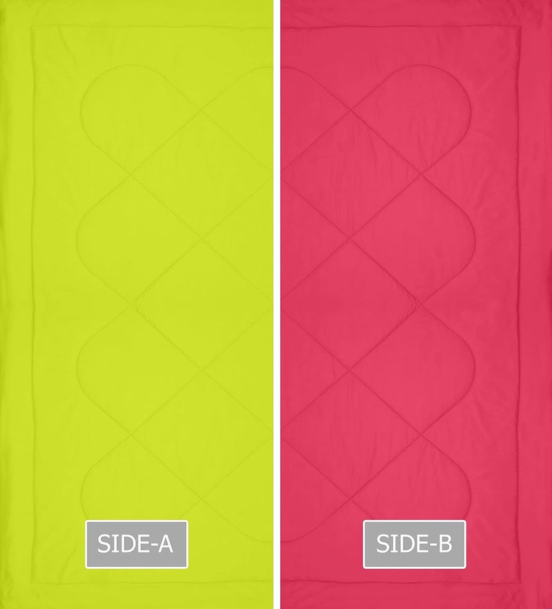 KEA KEA Microfibre Reversible Single Bed ComforterDuvet for All Weather Green Pink 250GSMComforter Single  - Image 4