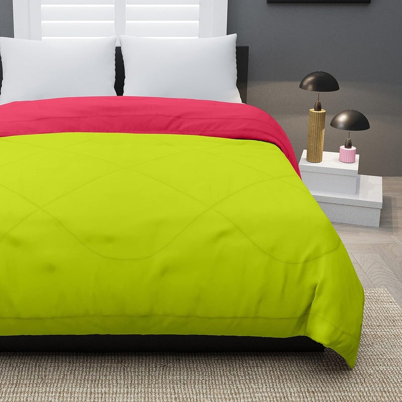 KEA KEA Microfibre Reversible Single Bed ComforterDuvet for All Weather Green Pink 250GSMComforter Single  - Image 5
