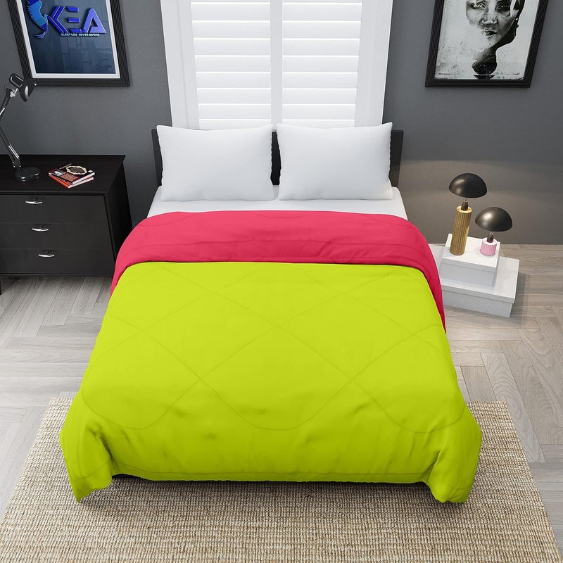 KEA KEA Microfibre Reversible Single Bed ComforterDuvet for All Weather Green Pink 250GSMComforter Single  - Image 3