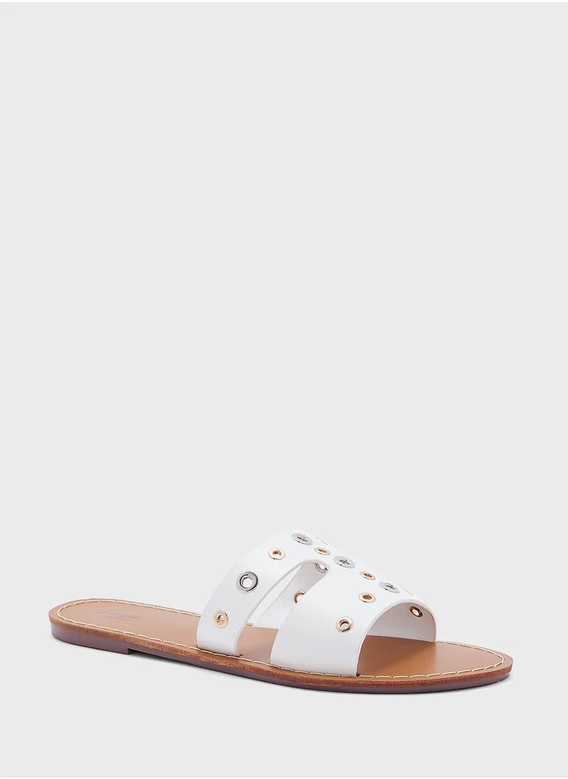 Ginger Eyelet Detail Flat Sandal