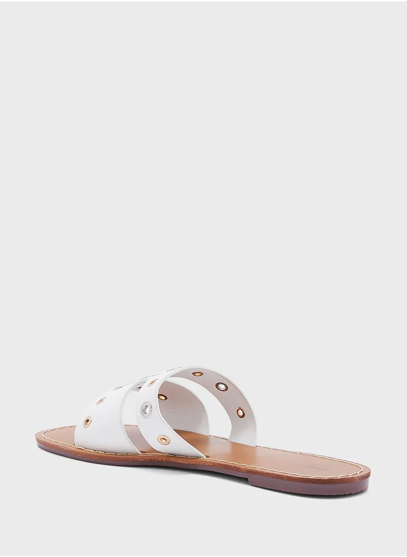 Ginger Eyelet Detail Flat Sandal