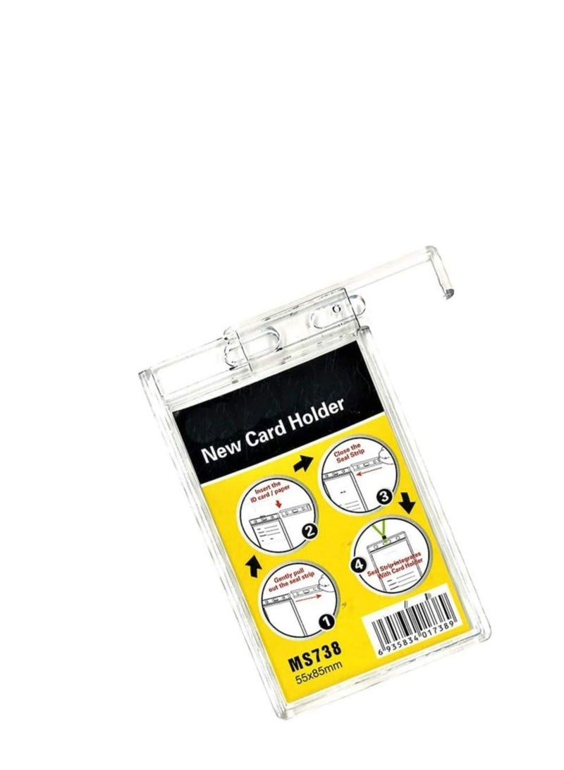 MODEST 5 Pieces Clear ID Badge Holder with Lanyard, with Lanyard ID Card Holder Waterproof Clear Plastic Vertical Name Tags Badge Holders Transparent CRISTAL CLEAR BLACK LANYARD - Image 2