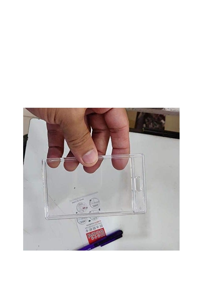 MODEST 5 Pieces Clear ID Badge Holder with Lanyard, with Lanyard ID Card Holder Waterproof Clear Plastic Vertical Name Tags Badge Holders Transparent CRISTAL CLEAR BLACK LANYARD - Image 3