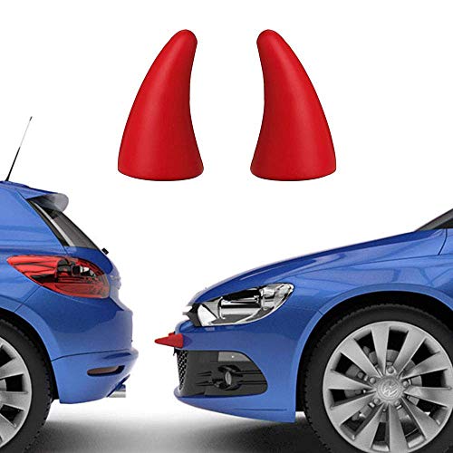 YGMONER Car 3D Devil Horns Sticker (Easy to Find Car in The Parking Lot) Halloween Car Roof Decor Elasticity Foam Bull Horns (Classic Red) - Image 2