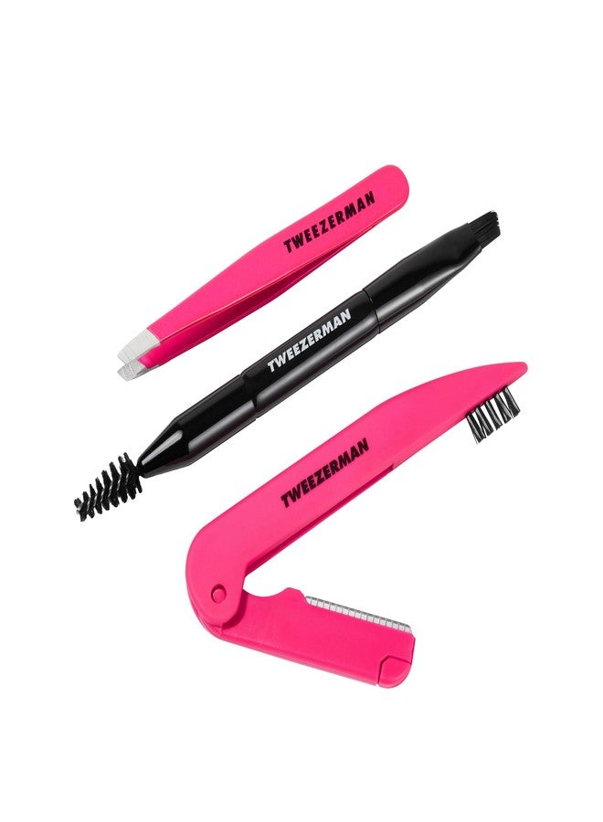 Tweezerman Pink & Black Mini Brow Rescue Kit - Image 1