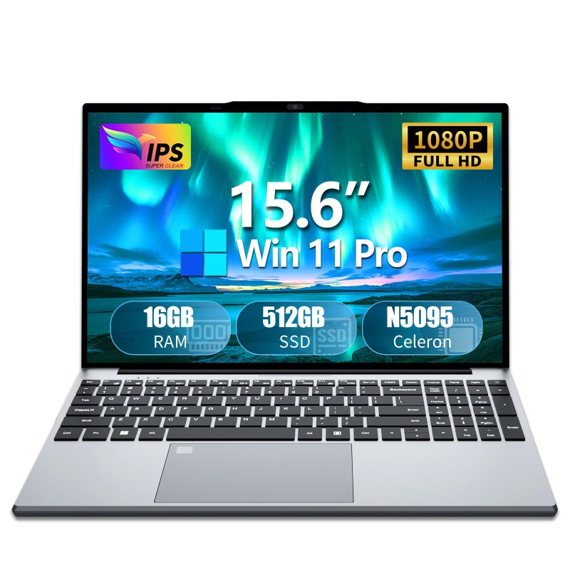 Gaming laptop156 inch Laptop Computer Laptops Celeron N5095 Processor 16GB 512GB SSD FHD 1920 1080 Display 180 Angle Opening Fingerprint Unlock Backlit Keyboard MiniHDMI Traditional Computers