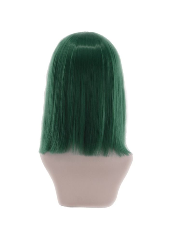 إستيل Estelle 14 "باروكة مستقيمة بوب للسيدات باروكات صناعية مع غرة شعر مستعار صناعي للحفلات متعدد الألوان (أخضر داكن) - Image 5