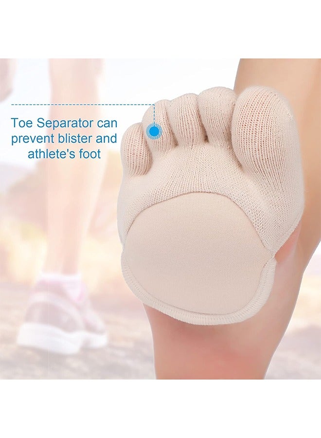 HS 2 Pairs Toe Topper Socks, No Show Liner Socks Five Finger Half Socks Non-Slip Invisible Separated Socks - Image 2