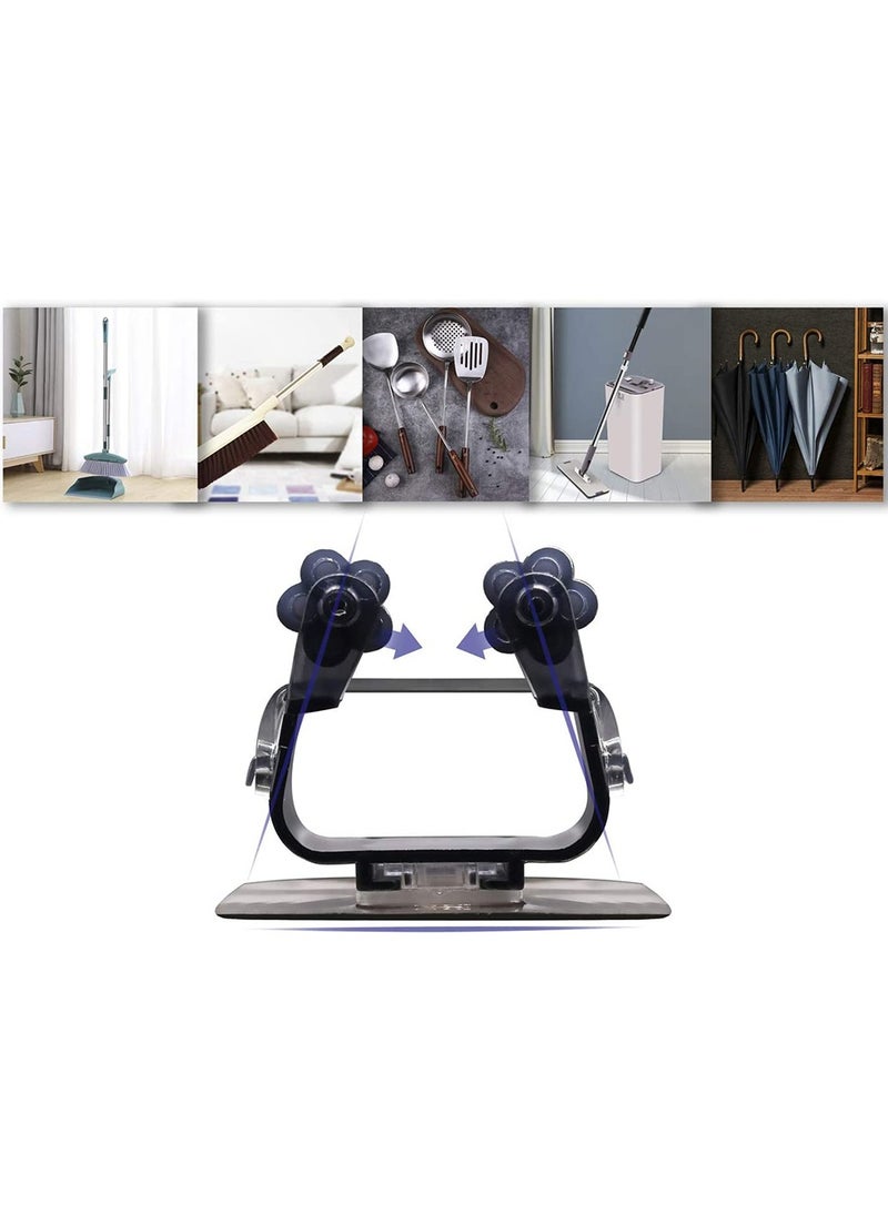 HomarKet 3-Piece Wall Mounted Mop And Broom Holder Set Black 7 x 7x5.2 centimeter  - Image 4
