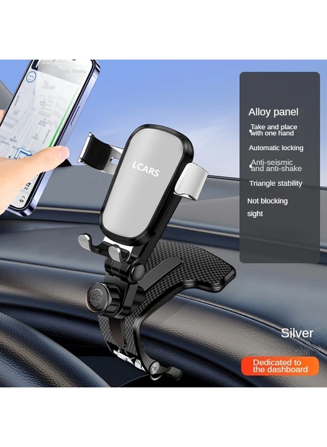 Silvery Car Phone Holder 360 Degree Adjustable Dashboard Mount Anti Slip Clip - Image 1