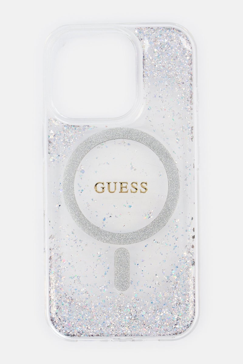 GUESS iPhone 16 Pro Glitter Magsafe Protective Case, Silver - Image 1