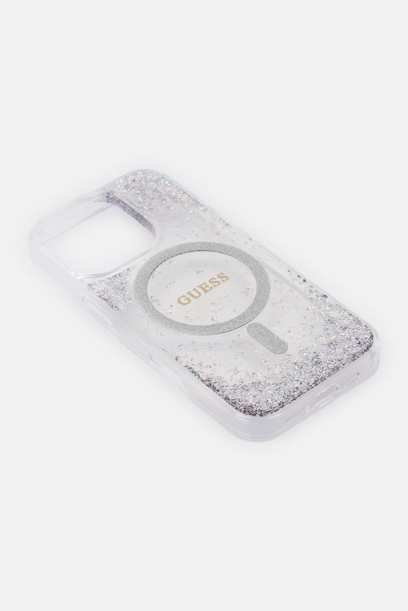 GUESS iPhone 16 Pro Glitter Magsafe Protective Case, Silver - Image 4