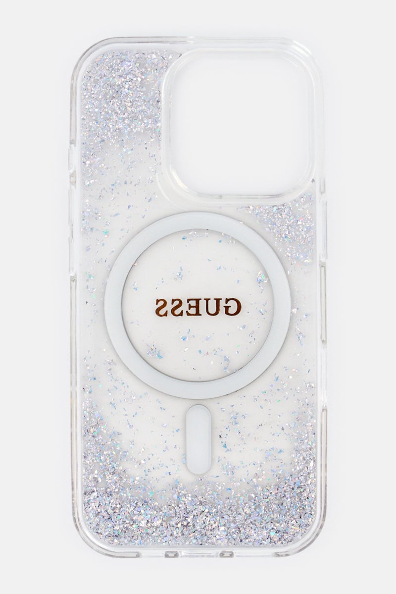 GUESS iPhone 16 Pro Glitter Magsafe Protective Case, Silver - Image 3