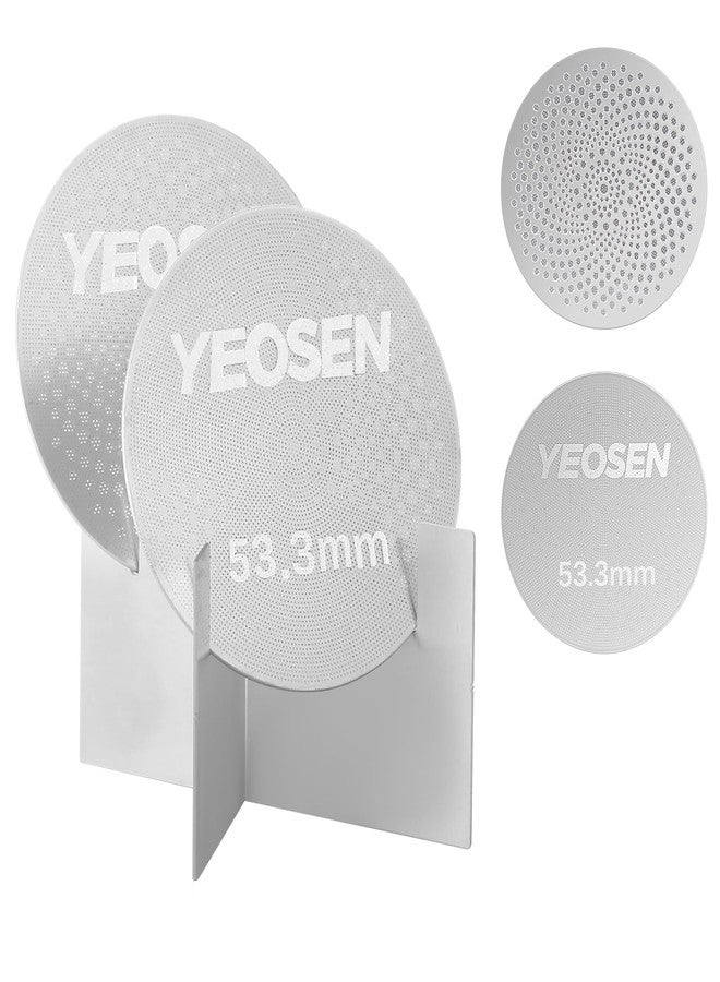 YEOSEN 53.3mm Espresso Puck Screen with Stand Reusable Espresso Filte 0.8mm Thickness Metal Coffee Filter Mesh Plate for Espresso Portafilter Filter Basket (2Pack) - Image 1