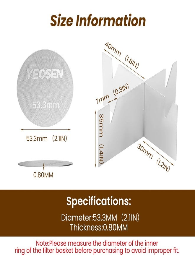 YEOSEN 53.3mm Espresso Puck Screen with Stand Reusable Espresso Filte 0.8mm Thickness Metal Coffee Filter Mesh Plate for Espresso Portafilter Filter Basket (2Pack) - Image 2