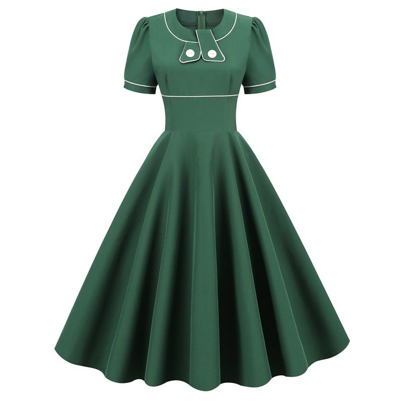 Vintage Short Sleeve A-Line Dress 8032 - Image 1