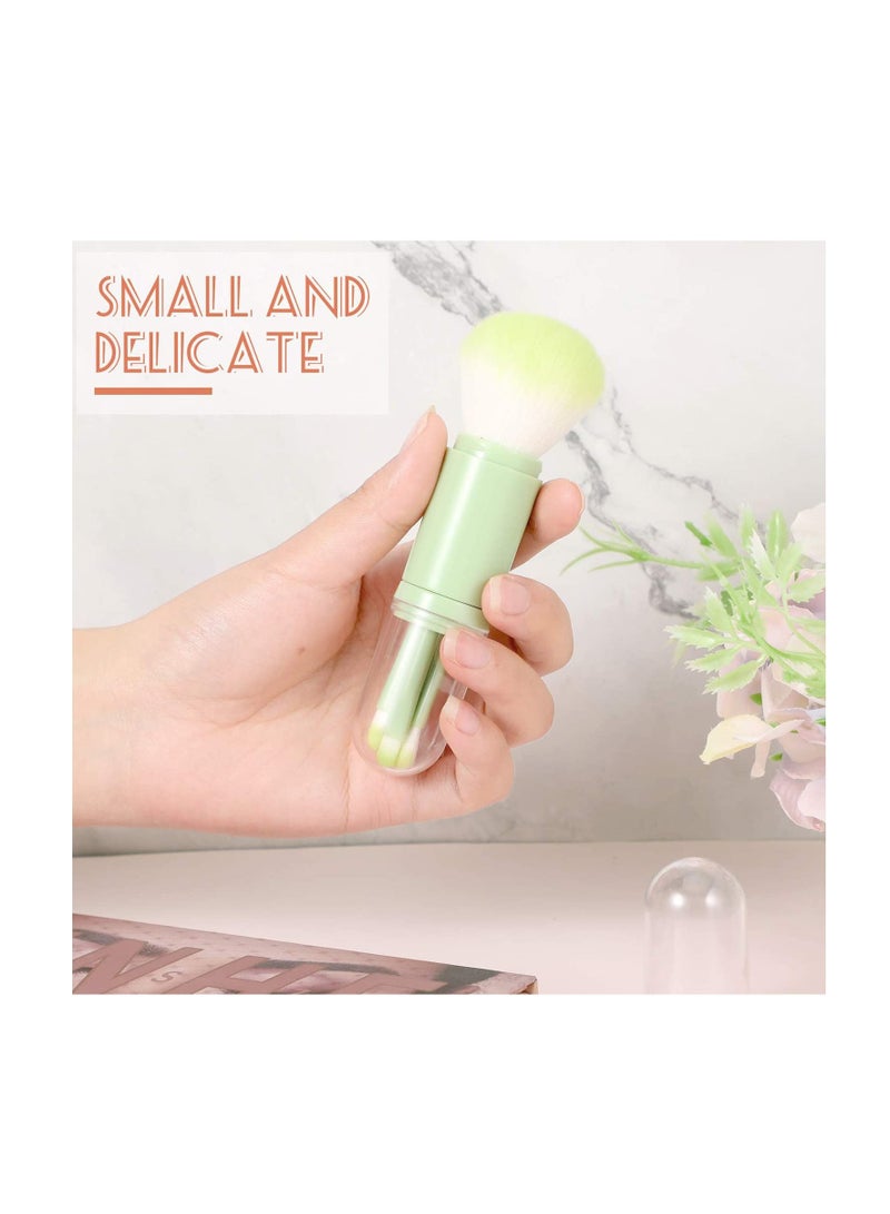 SYOSI Makeup Brush Set, 2 Pcs Mini 4 in 1 Portable Travel Lip Brush Foundation Blending Powder Brush - Image 5