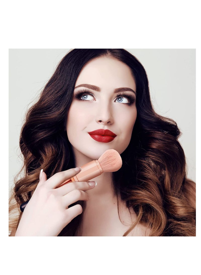 SYOSI Makeup Brush Set, 2 Pcs Mini 4 in 1 Portable Travel Lip Brush Foundation Blending Powder Brush - Image 4