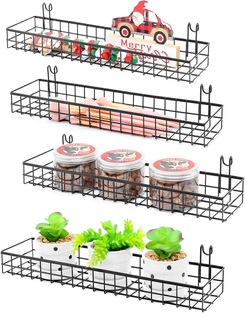 ANZOME Multi usage ANZOME 4-Pack Wire Wall Baskets - Sturdy Gridwall Accessories for Display & Storage, Rust-Proof Hanging Organizer for Kitchen, Office, Craft Shows - Wide Hook Design Fits Most Grid Panels Climate adapted upgraded quality - Image 1