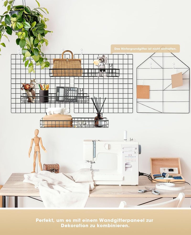 ANZOME Multi usage ANZOME 4-Pack Wire Wall Baskets - Sturdy Gridwall Accessories for Display & Storage, Rust-Proof Hanging Organizer for Kitchen, Office, Craft Shows - Wide Hook Design Fits Most Grid Panels Climate adapted upgraded quality - Image 5