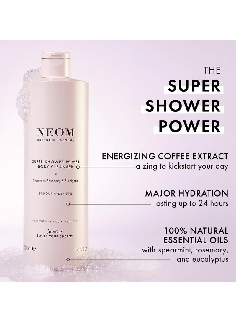 Neom – Super Shower Power Body Cleanser Shower Gel, 500ml | Spearmint, Rosemary & Eucalyptus | Invigorating Fragrance, Hydrating & Nourishing | 100% Natural Fragrance - pzsku/Z4B044E06707007BDBED2Z/45/_/1740493040/26d49995-6a63-485a-871b-749f7c934c47