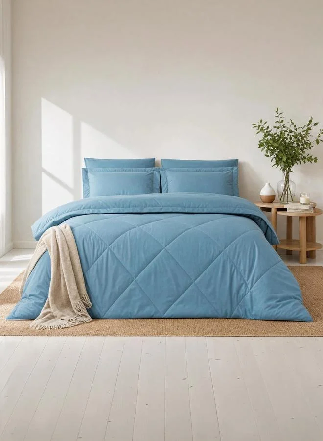 Styli 1-Piece Solid Comforter Light Blue, 90X100 Inches