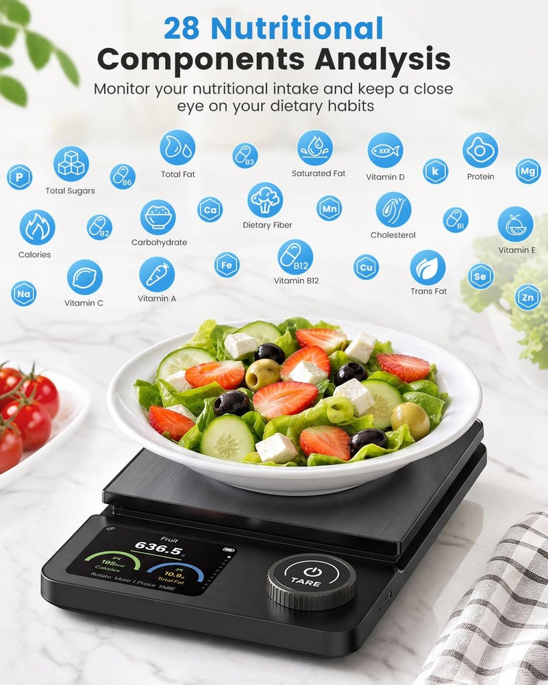 INSMART Smart Food Scale with Nutrition Calculator, Kitchen Scale with App for Calories, Fat, Carbs & Protein Tracking, 0.1g High Precision Calorie Scale for Meal Prep & Weight Loss, LED Display, 11lb - Image 3